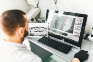 dentist and patient digital x-ray